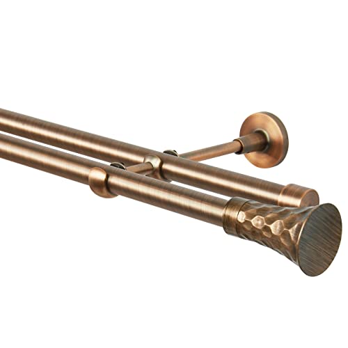 Gardinenstange 360 cm Vorhangstange 2 läufig 19mm Kupfer Antik Vintage-Look Retro-Stil Sferic Wandbefestigung von MDEKOR