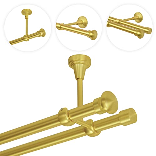 Gardinenstange 480 cm Deckenmontage | Vorhangstange 2 läufig Ø 19mm | Gold-Matt Messing Antik Vintage-Look Retro-Stil | FBALL Gardinenstange 480 cm Deckenmontage | Vorhangstange 2 läufig Ø 19mm | Gold-Matt Messing Antik Vintage-Look Retro-Stil | FBALL von MDEKOR
