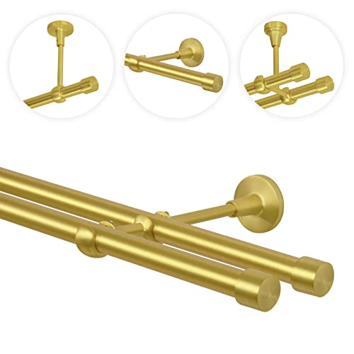 Gardinenstange Vorhangstange 240 cm 2 läufig 19mm Gold-Matt Messing Antik Vintage-Look Retro-Stil Endkappe Wandbefestigung Gardinenstange Vorhangstange 240 cm 2 läufig 19mm Gold-Matt Messing Antik Vintage-Look Retro-Stil Endkappe Wandbefestigung von MDEKOR