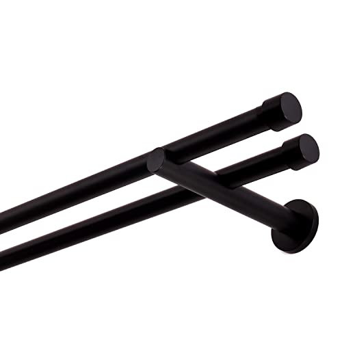 Gardinenstange schwarz 200 cm 2-läufig 19 mm aus Metall Wandbefestigung Endstück Kappe Gardinenstange schwarz 200 cm 2-läufig 19 mm aus Metall Wandbefestigung Endstück Kappe von MDEKOR