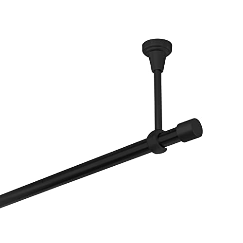 Gardinenstange schwarz 420 cm 1-läufig 19 mm aus Metall Deckenbefestigung Endstück Kappe von MDEKOR