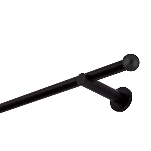 Gardinenstange schwarz 480 cm 1-läufig 19 mm aus Metall Wandbefestigung Kugel von MDEKOR