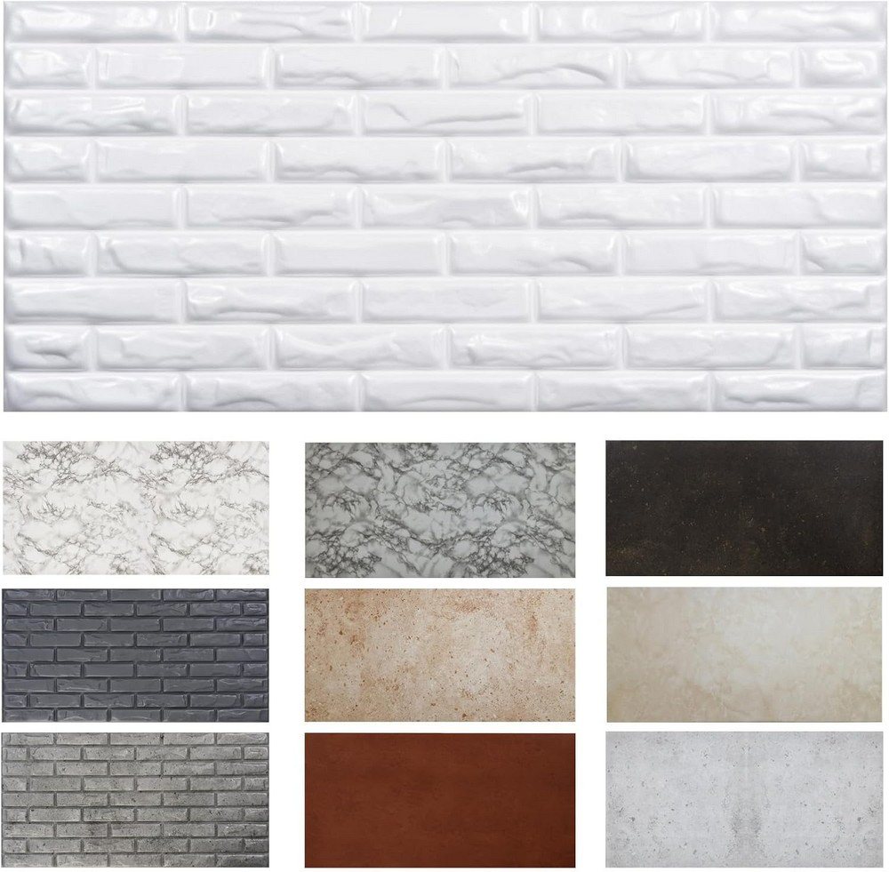MDEKOR 3D Wandpaneel MDEKOR XPS Dekorative für Innenräume, (4-tlg) 2 m², Ziegeloptik 50x100 cm Brick White, Paneele 12 mm dick von MDEKOR
