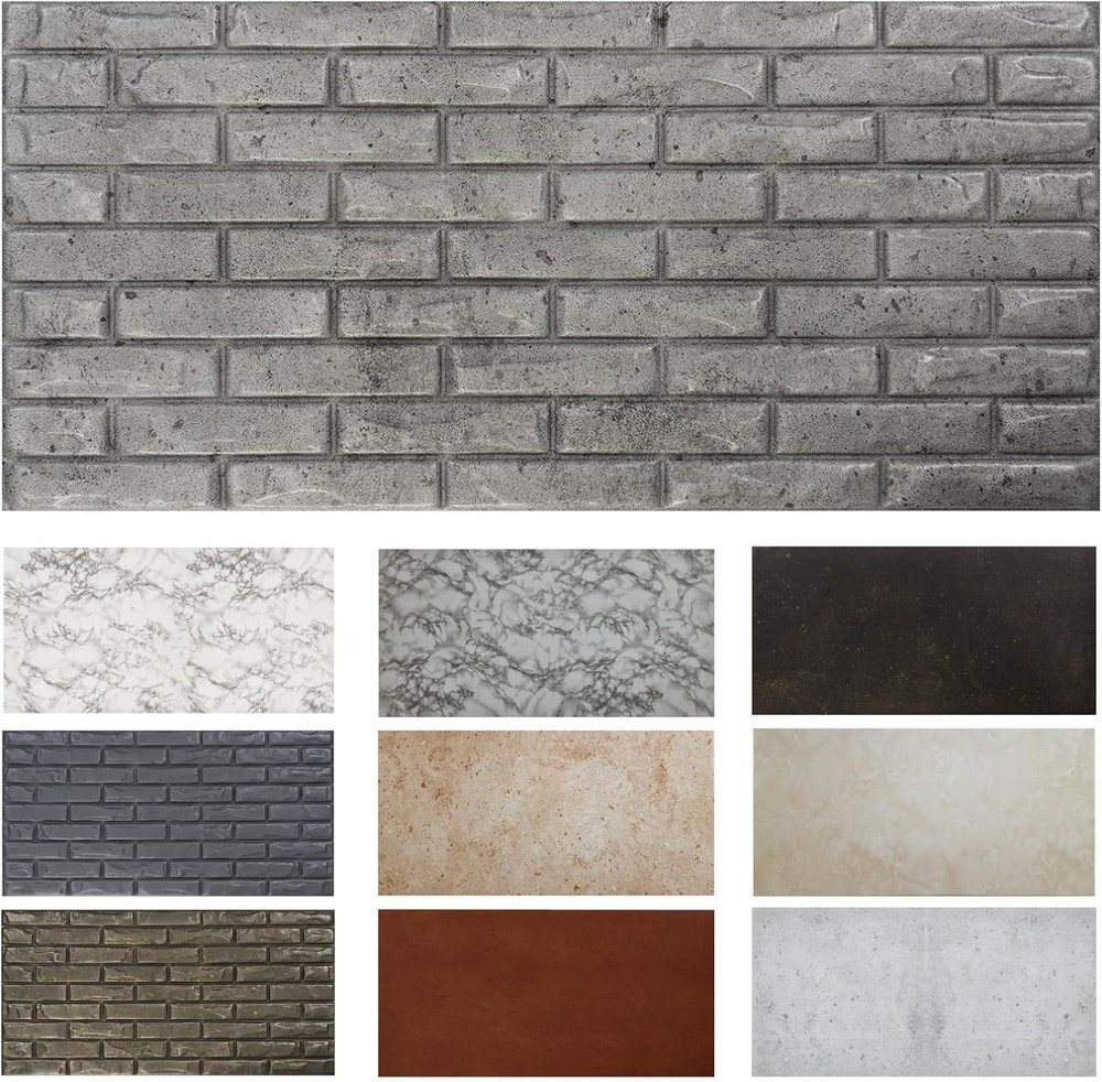 MDEKOR 3D Wandpaneel MDEKOR XPS Dekorative für Innenräume, (8-tlg) 4 m², Ziegeloptik 50x100 cm Brick Grey, Paneele 12 mm dick von MDEKOR