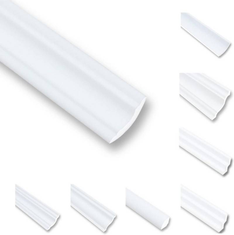 MDEKOR Deckenleiste Styropor-Leisten XPS Stuckleisten Abschlussleiste Weiss Deckenleisten, 50 Meter /25 Leisten, 25-St. von MDEKOR