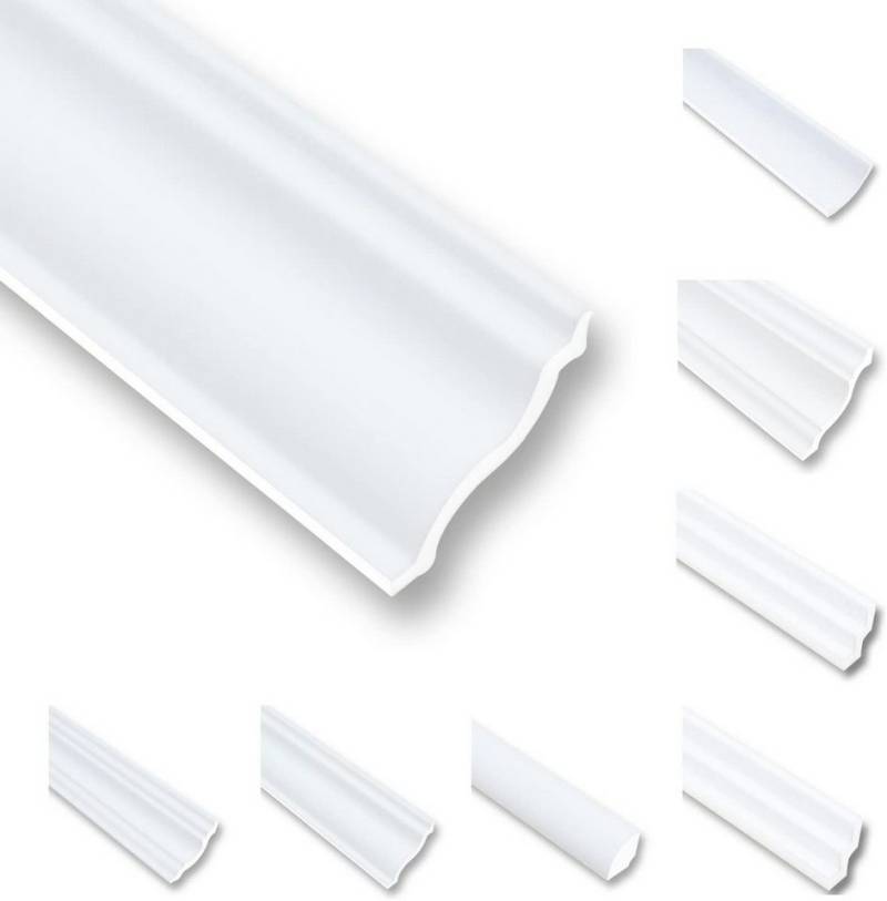 MDEKOR Deckenleiste Styropor-Leisten XPS Stuckleisten Abschlussleiste Weiss Deckenleisten, 20 Meter / 10 Leisten, 10-St. von MDEKOR