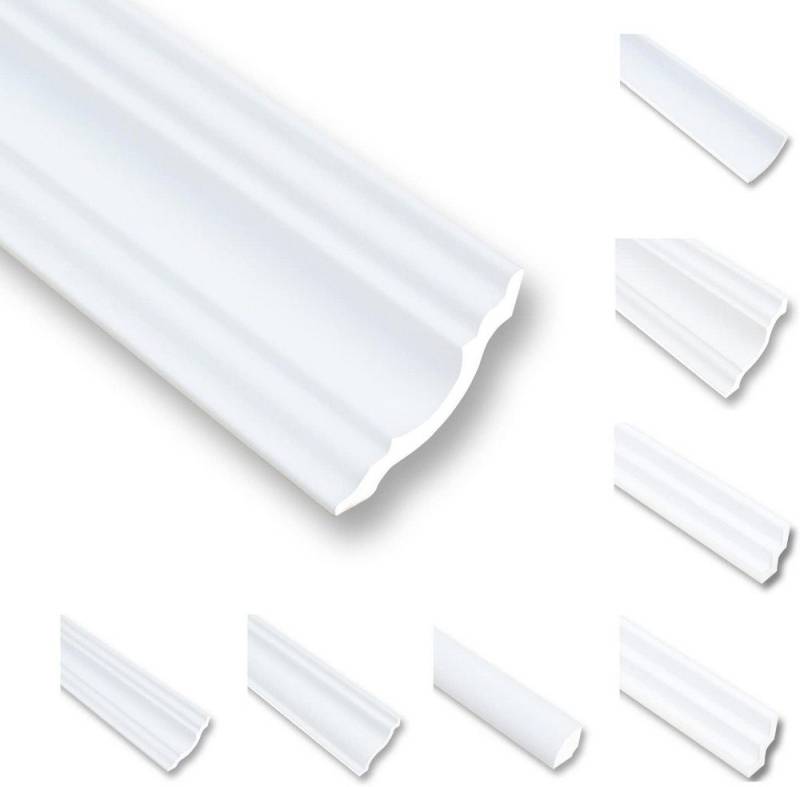 MDEKOR Deckenleiste Styropor-Leisten XPS Stuckleisten Abschlussleiste Weiss Deckenleisten, 4 Meter / 2 Leisten, 2-St. von MDEKOR