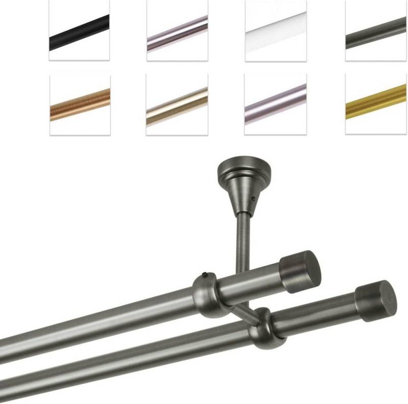 MDEKOR Gardinenstange Vorhangstange 19mm, 2-läufig, kürzbar, Deckemontage, Gardinenstange Vorhangstange Deckenmontage von MDEKOR