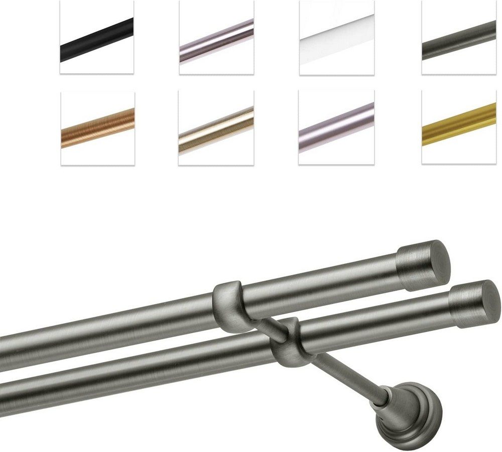 MDEKOR Gardinenstange Vorhangstange 19mm, 2-läufig, kürzbar, Wandmontage, Gardinenstange Vorhangstange Deckenmontage von MDEKOR