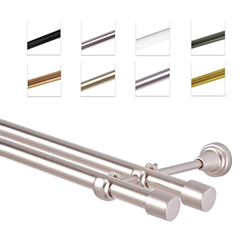 MDEKOR Gardinenstange 160 cm doppelläufig | Vorhangstange für die Wandmontage Silber aus Metall | Gardinenstangenset Ø 19mm MDEKOR Gardinenstange 160 cm doppelläufig | Vorhangstange für die Wandmontage Silber aus Metall | Gardinenstangenset Ø 19mm von MDEKOR