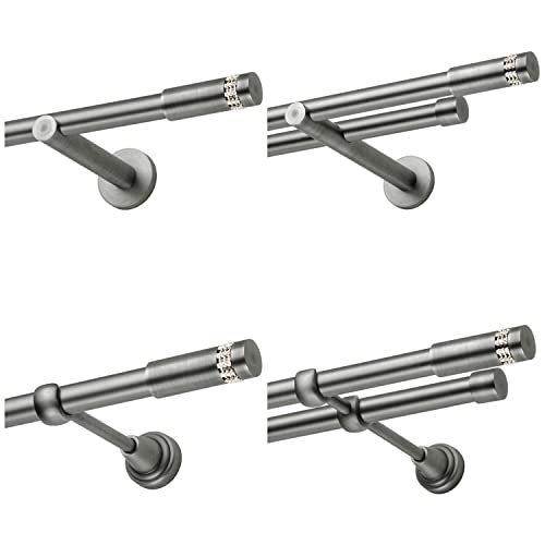 MDEKOR Gardinenstange 400 cm 2-läufig | Vorhangstange für die Wandmontage Silber Grau aus Metall | Gardinenstangenset Ø 19mm | Vorhangstange doppelläufig von MDEKOR