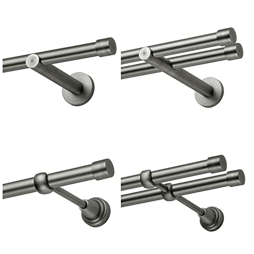 MDEKOR Gardinenstange 120 cm einläufig | Vorhangstange für die Wandmontage oder Deckenmontage Silber Grau aus Metall | Gardinenstangenset Ø 19mm von MDEKOR