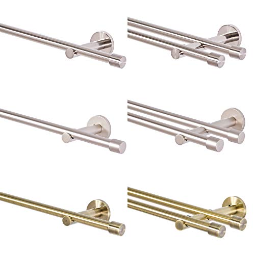 MDEKOR Gardinenstange 2 läufig 480 cm lang Silber Matt Gardinenstangenset aus Metall Vorhangstange doppelläufig Gardinenstangen Wandbefestigung von MDEKOR