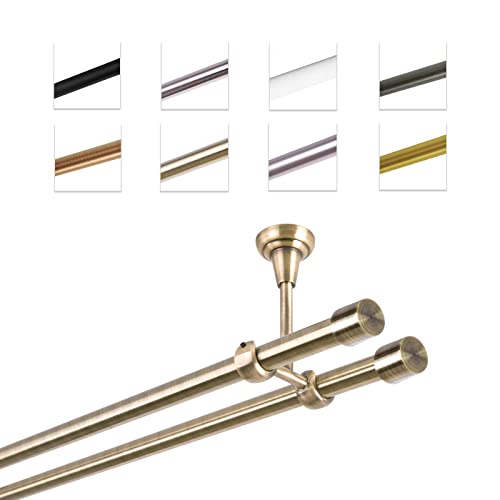 MDEKOR Gardinenstange 200 cm 2-läufig | Vorhangstange für die Deckenmontage Antik Gold aus Metall | Gardinenstangenset Ø 19mm MDEKOR Gardinenstange 200 cm 2-läufig | Vorhangstange für die Deckenmontage Antik Gold aus Metall | Gardinenstangenset Ø 19mm von MDEKOR