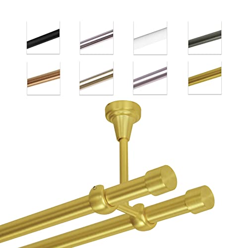 MDEKOR Gardinenstange 320 cm 2-läufig | Vorhangstange für die Deckenmontage Messing Gold aus Metall | Gardinenstangenset Ø 19mm MDEKOR Gardinenstange 320 cm 2-läufig | Vorhangstange für die Deckenmontage Messing Gold aus Metall | Gardinenstangenset Ø 19mm von MDEKOR