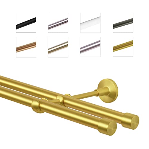 MDEKOR Gardinenstange 400 cm doppelläufig | Vorhangstange für die Wandmontage Messing Gold aus Metall | Gardinenstangenset Ø 19mm MDEKOR Gardinenstange 400 cm doppelläufig | Vorhangstange für die Wandmontage Messing Gold aus Metall | Gardinenstangenset Ø 19mm von MDEKOR