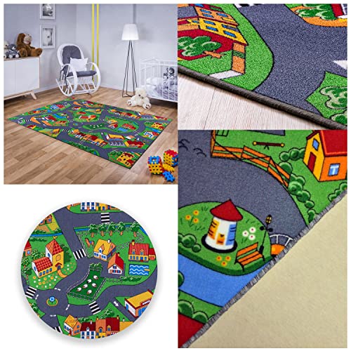 MDEKOR Spielteppich für Kinderzimmer Kinderteppich Straßenteppich 120x180 cm Autostraße für Jungs Mädchen | Große Spielteppiche für Kleinkinder | Kinderspielteppich Straßenverkehr Auto von MDEKOR