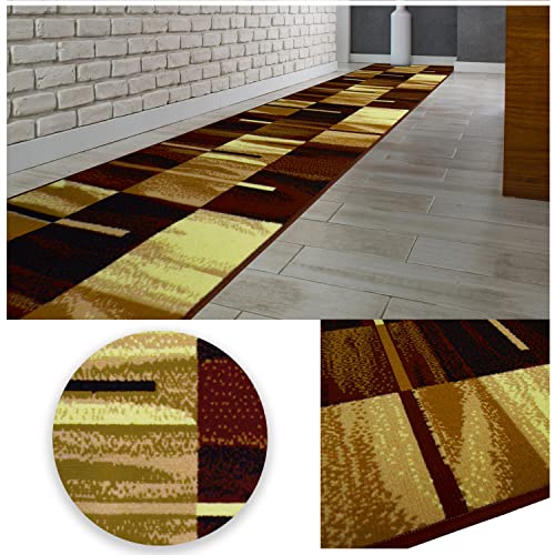MDEKOR Teppich Läufer Braun Meterware 70 cm breit ringsum gekettelt, Kurzflor Teppichläufer Flur für Eingangsbereich | Treppenläufer Höhe 6 mm | pflegeleicht | Maßanfertigung von MDEKOR