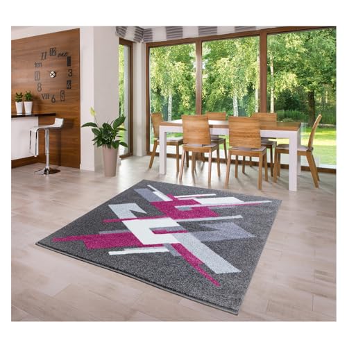 MDEKOR Teppich für Wohnzimmer Schlazimmer Esszimmer 200x290 Grau Pink ÖKO-TEX Kurzflor Wohnzimmerteppich von MDEKOR