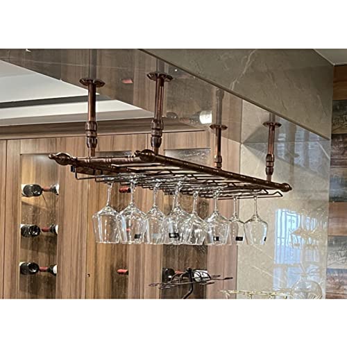 MDELRuldeⓘ Einstellbare Höhe Hängen Weinglashalter Umgedreht Weinregale Einfacher Stil Eisen Weinglasregal Decke Dekoration Regal，3 Größenoptionen (Farbe : Brown/80 x 30cm) von MDELRuldeⓘ
