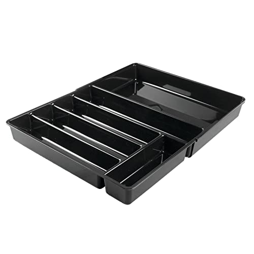 mDesign rutschfester Besteckkasten mit sechs Fächern – ausziehbarer Besteckeinsatz für Schubladen ordnet Küchenutensilien – Schubladenorganizer für diverse Utensilien nutzbar – schwarz mDesign rutschfester Besteckkasten mit sechs Fächern – ausziehbarer Besteckeinsatz für Schubladen ordnet Küchenutensilien – Schubladenorganizer für diverse Utensilien nutzbar – schwarz von mDesign
