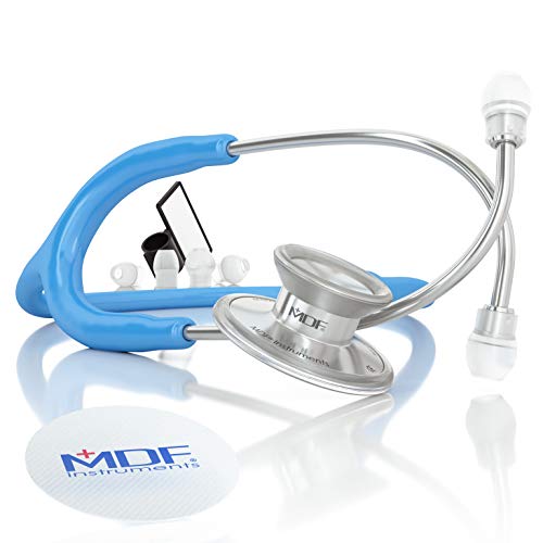 MDF Instruments MDF747XP Acoustica luxuriöses leichtes Zweikopf-Stethoskop, Gratis-Parts-for-Life & Lebenslange-Garantie, Hellblau von MDF Instruments
