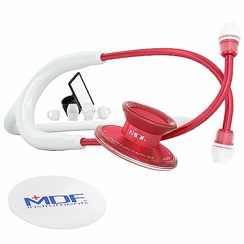MDF Acoustica leichtes Zweikopf-Stethoskop - Gratis-Parts-for-Life weiß | Rot (MDF747XPR29) von MDF Instruments
