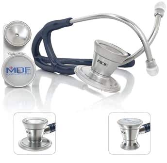 MDF ProCardial ER Premier Kardiologie Zweikopf-Stethoskop aus rostfreiem Stahl für Erwachsene und Kinder, umbaufähig zu einem Kardiologie-Stethoskop für Erwachsene - Marineblau (MDF797DD-04) von MDF Instruments