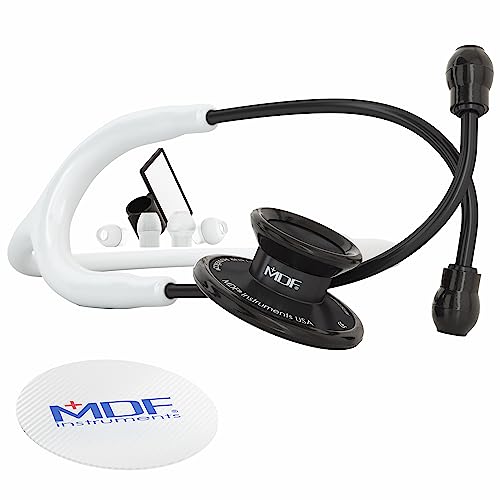 MDF Acoustica leichtes Zweikopf-Stethoskop - Gratis-Parts-for-Life weiß | Schwarz (MDF747XPBO29) von MDF Instruments