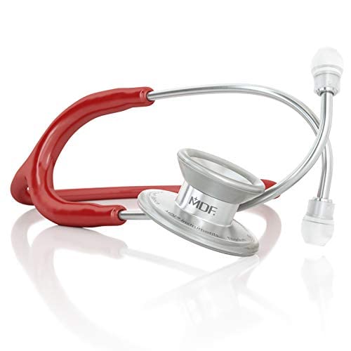 MDF MD One - Premium Zweikopf-Stethoskop aus rostfreiem Stahl (MDF777) (Titan, Weinrot/Silbern) von MDF Instruments