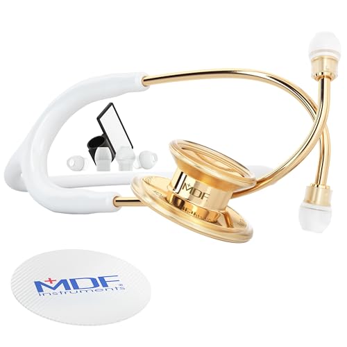 MDF MD One - Premium Zweikopf-Stethoskop aus rostfreiem Stahl - Gratis-Parts-for-Life-Gold/Weiß (MDF777-K29) von MDF Instruments