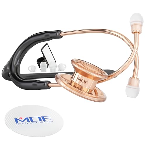 MDF MD One - Premium Zweikopf-Stethoskop aus rostfreiem Stahl (MDF777) (Edelstahl, Schwarz/Roségold) von MDF Instruments