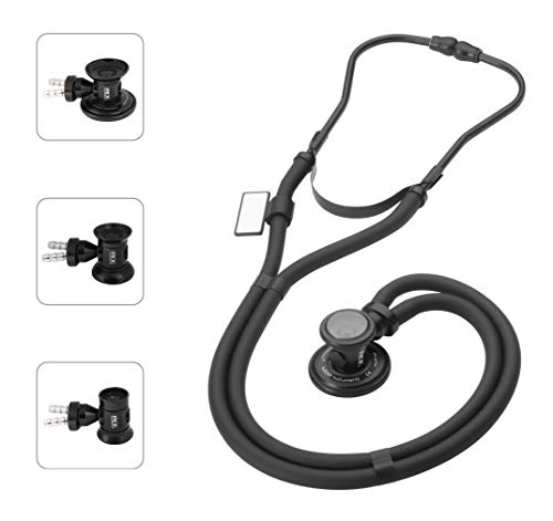 MDF Sprague Rappaport Zweikopf-Stethoskop mit austauschbarem Bruststück für Erwachsene, Kinderärzte und Säuglinge - Gratis-Parts-for-Life- Blackout (MDF767-BO) von MDF Instruments