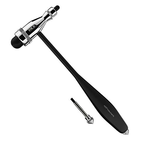 MDF Trömner neurologischer Reflexhammer mit eingebautem Pinsel für Hautreflexe und Oberflächenreaktionen - leicht - HDP-Griff - Schwarz (MDF555P-11) von MDF Instruments