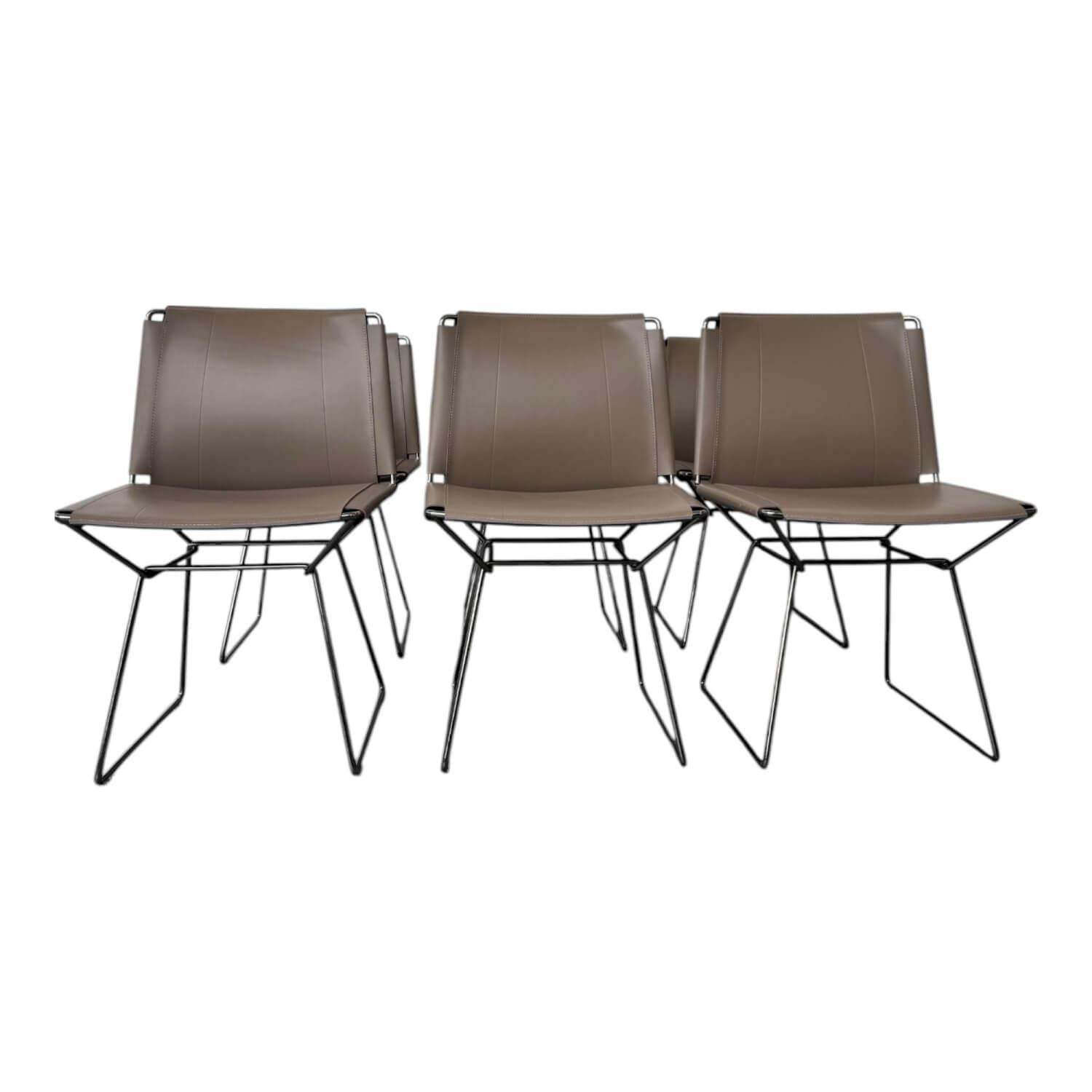 6er Set Stuhl Neil Leder Saddle Tortora 29 Braun Beige Gestell Metall Schwarz Ch... 6er Set Stuhl Neil Leder Saddle Tortora 29 Braun Beige Gestell Metall Schwarz Ch... von MDF Italia