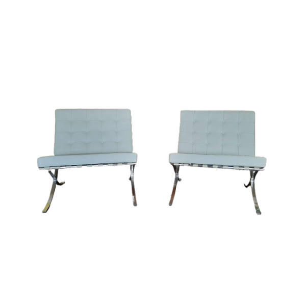 Barcelona Sessel Set aus weißem genarbtem Leder, MDF Italia Barcelona Sessel Set aus weißem genarbtem Leder, MDF Italia von MDF Italia