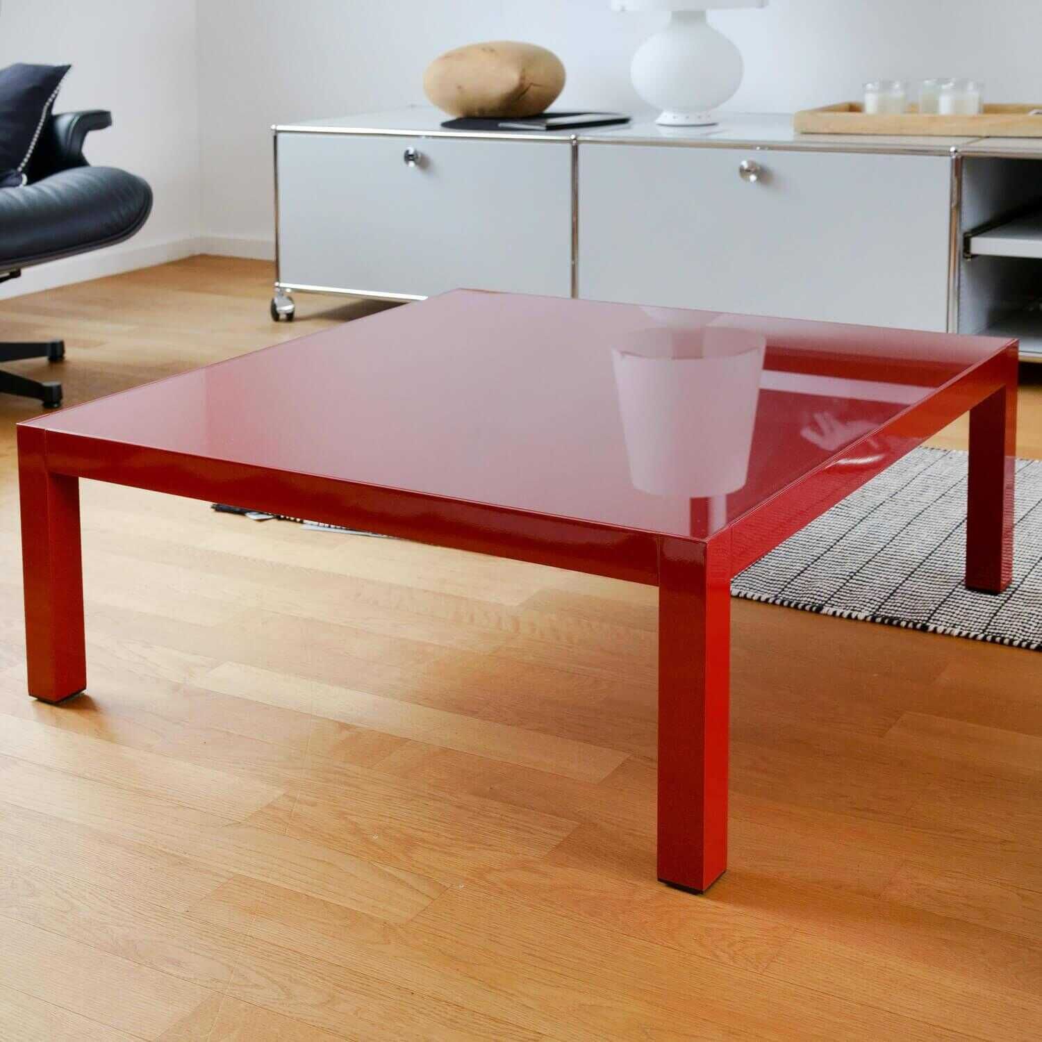 Couchtisch Lim  Design Bruno Fattorini Metall Glas Rot Lackiert von MDF Italia