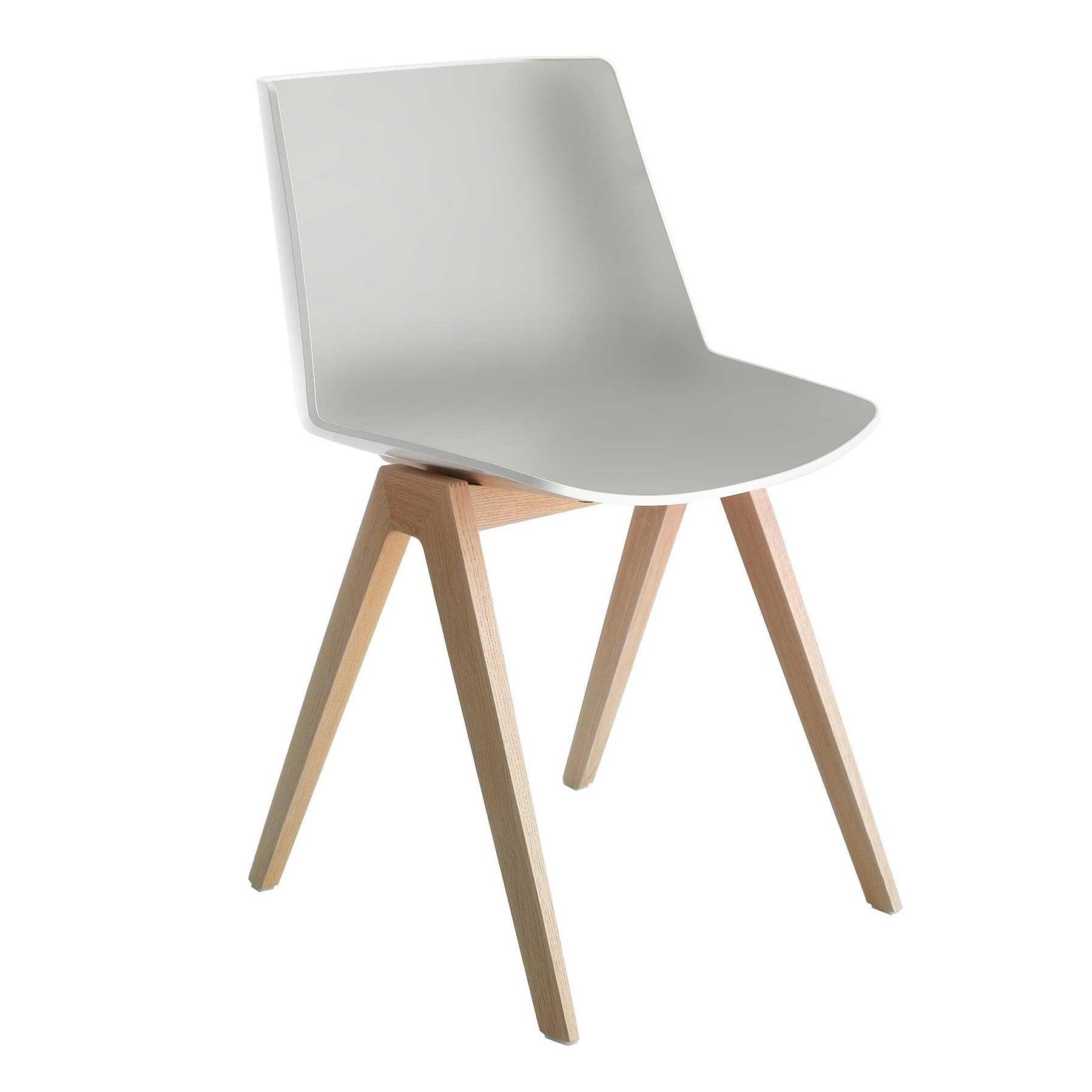 MDF Italia - Aïku Stuhl mit Beinen aus Eiche - hellgrau/weiß glänzend/Sitz Polypropylene/BxHxT 50x78x55cm/Gestell Eiche von MDF Italia