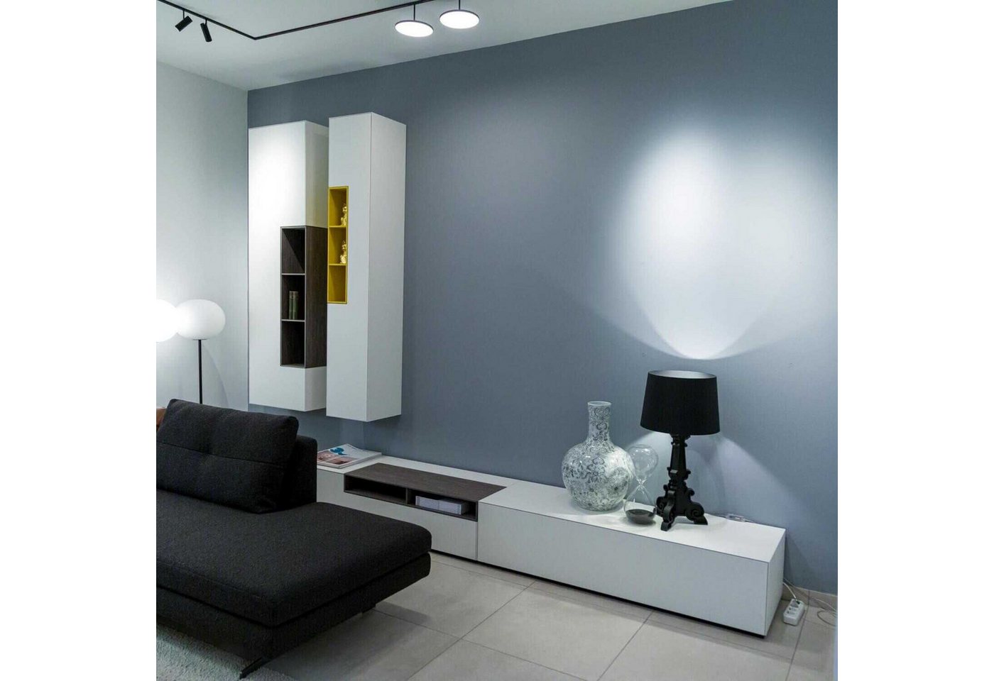 MDF Italia Anbauschrank Wohnwand Inmotion Lack Weiß Eiche Grau Lack Senfgelb MDF Italia Anbauschrank Wohnwand Inmotion Lack Weiß Eiche Grau Lack Senfgelb von MDF Italia