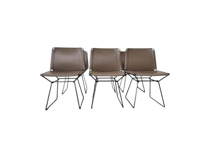 MDF Italia Essgruppe 6er Set Stuhl Neil Leder Saddle Tortora 29 Braun Beige Gestell MDF Italia Essgruppe 6er Set Stuhl Neil Leder Saddle Tortora 29 Braun Beige Gestell von MDF-Italia