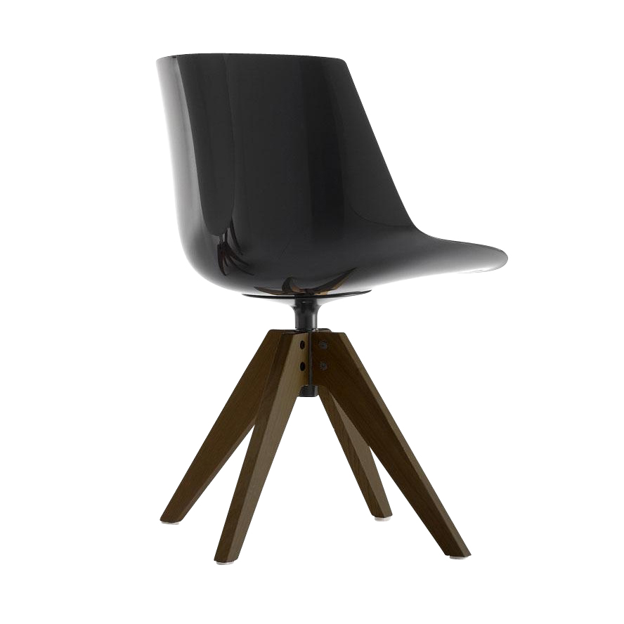 MDF Italia - Flow Stuhl Füße VN in Eiche - schwarz/Sitzschale schwarz pigmentiert/BxHxT 56x80,5x56cm/Gestell Eiche dunkel X076 von MDF Italia