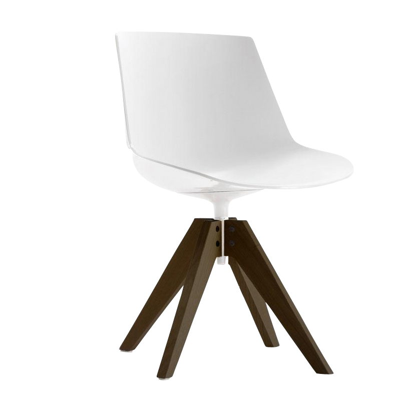 MDF Italia - Flow Stuhl Füße VN in Eiche - weiß/Sitzschale weiß pigmentiert/BxHxT 56x80,5x56cm/Gestell Eiche dunkel X076 von MDF Italia