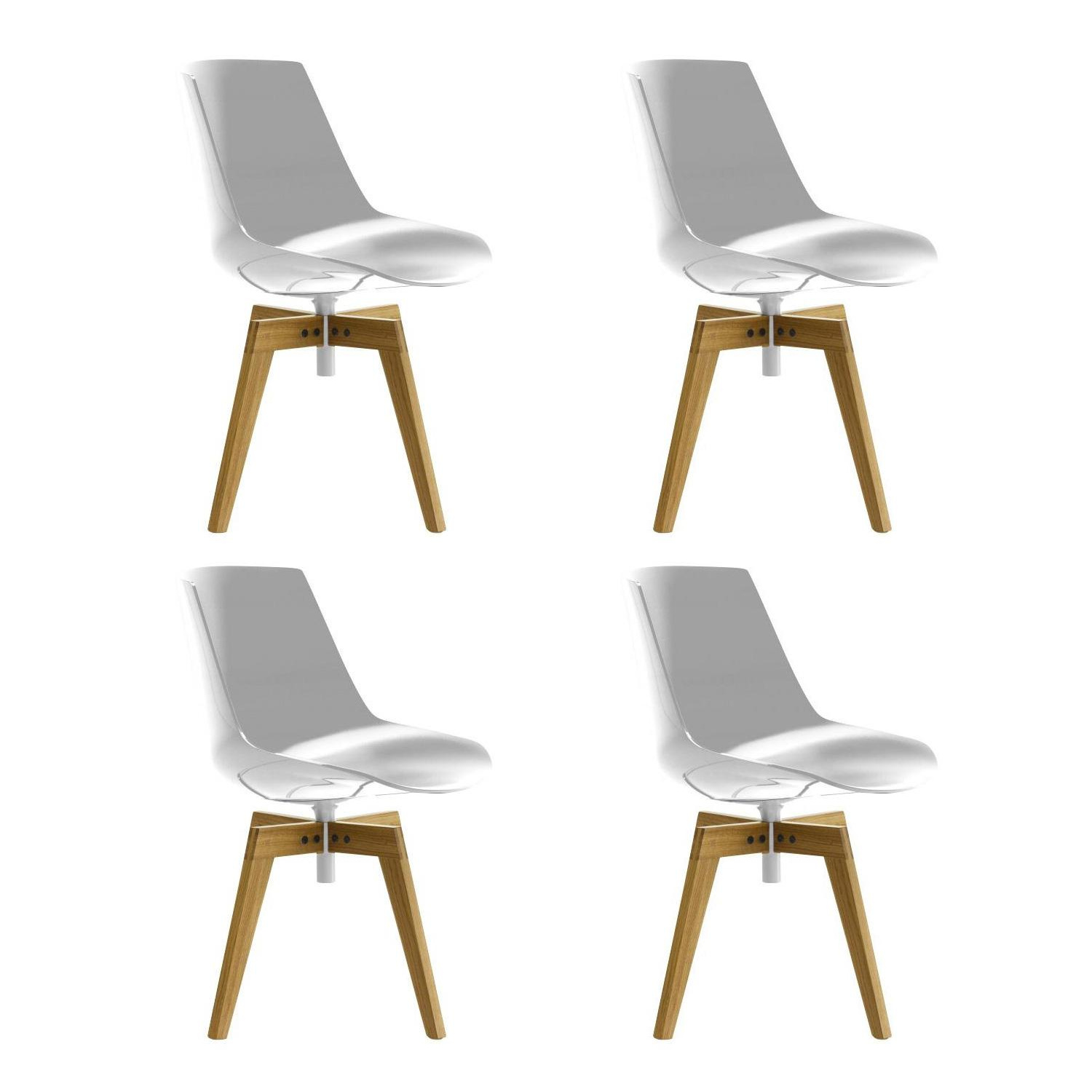 MDF Italia - Flow Stuhl Füße in Eiche 4er Set - weiß/Sitzschale weiß pigmentiert/BxHxT 54x80,5x54cm/Gestell Eiche natur X030 von MDF Italia