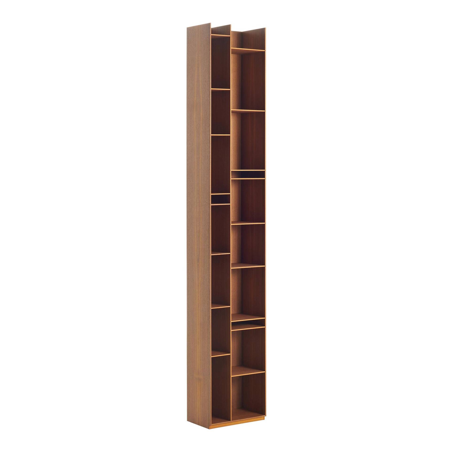 MDF Italia - Random Wood 2C Bücherregal - Canaletto Walnuss/Paneele 0,6cm dick/BxTxH 35,8x25x217cm/Rückwand 1cm dick/Füße verstellbar bis 1,5cm von MDF Italia