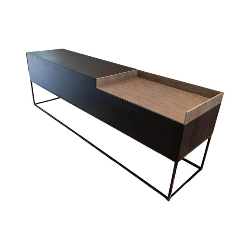 Sideboard Inmotion Front Massivholz Esche Schwarz Lackiert Abdeckplatte Holz Nat... von MDF Italia