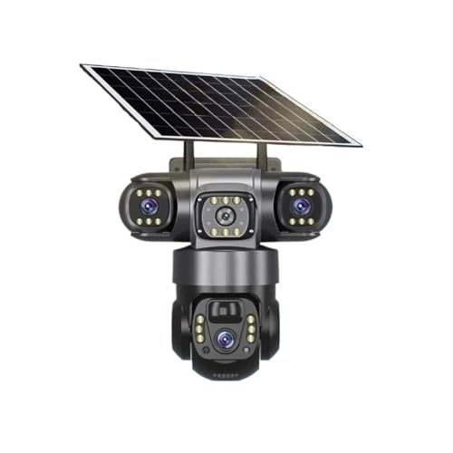 MDFCJHS V380 12MP HD Solar-Außenkamera 3 Objektive 3 Bildschirme CCTV Nachtsicht IP66 Wasserdicht PIR Personenerkennung WLAN-Sicherheitskamera(WiFi Cam Add 128G) von MDFCJHS
