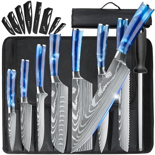 MDHAND Küchenmesser Set, 8-teiliges professionelles Messerset mit Tasche, High Carbon Edelstahl Küchenchef Extrem Scharf Profi Kochmesser Set von MDHAND