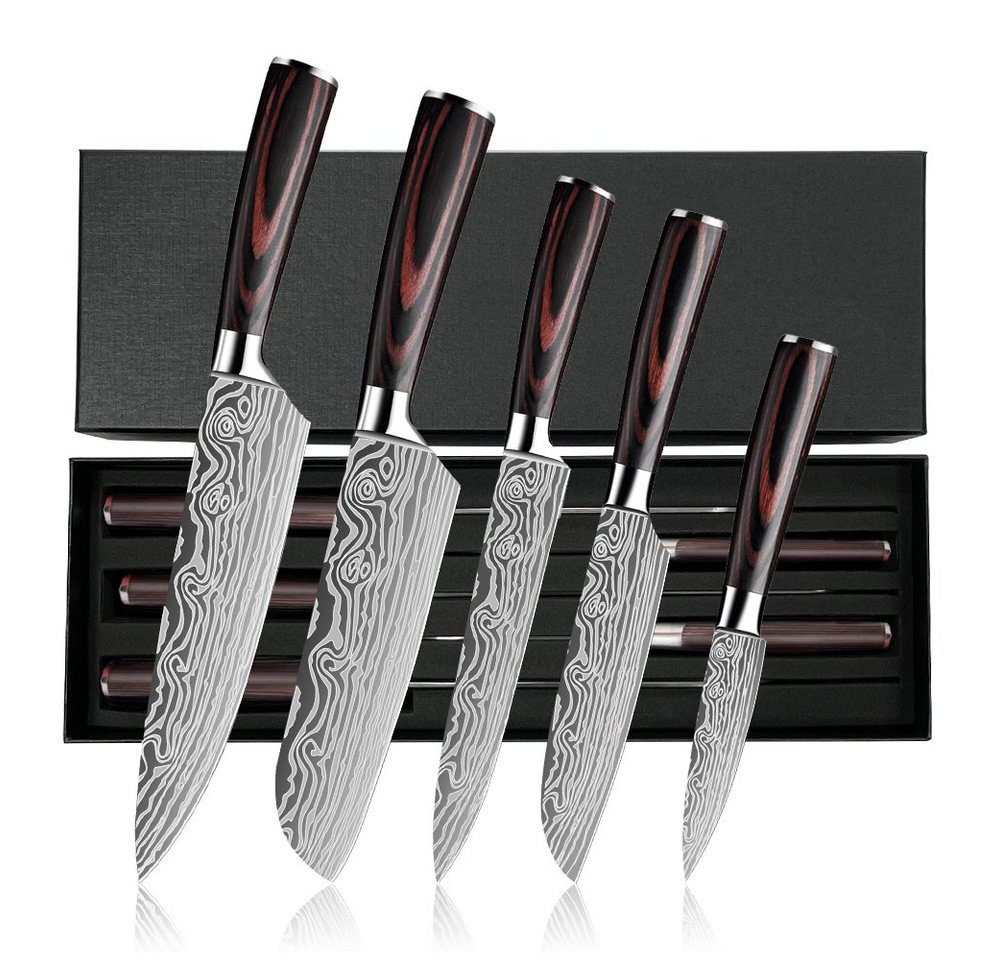 MDHAND Messer-Set Professionelles Küchenmesser (Set, 5-tlg), 7CR17 Edelstahl - Rostfrei von MDHAND