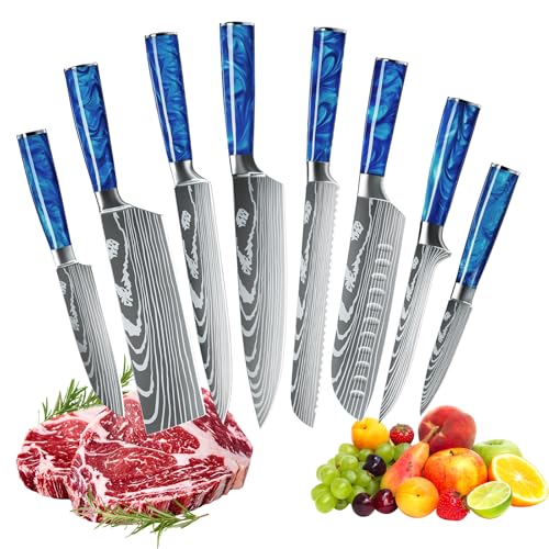 MDHAND Messerset,8-teiliges Multifunktionales Küchenmesser Set,Super scharf Kochmesser Set,Ergonomischer Griff aus Harz für Haus und Restaurant MDHAND Messerset,8-teiliges Multifunktionales Küchenmesser Set,Super scharf Kochmesser Set,Ergonomischer Griff aus Harz für Haus und Restaurant von MDHAND