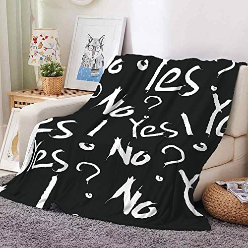 Kuscheldecke Flauschige 220x240 cm Schwarze Buchstaben Weiche Plüsch Decke Für Erwachsene, Warm Flanell Fleecedecke Wolldecke für Bett, Sofadecke Wohndecke Tagesdecke Couchdecke von MDKLXIDF